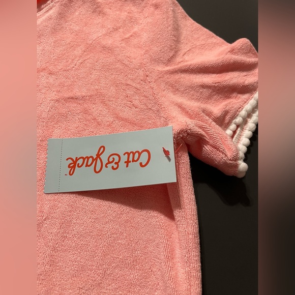 NWT Hooded Terry Zip Swimsuit Cover Up Dress - Cat & Jack Coral Pink L 927 - Picture 4 of 6